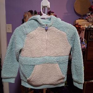 More Than Magic Kids' Sherpa Hoodie - Light Blue and Cream